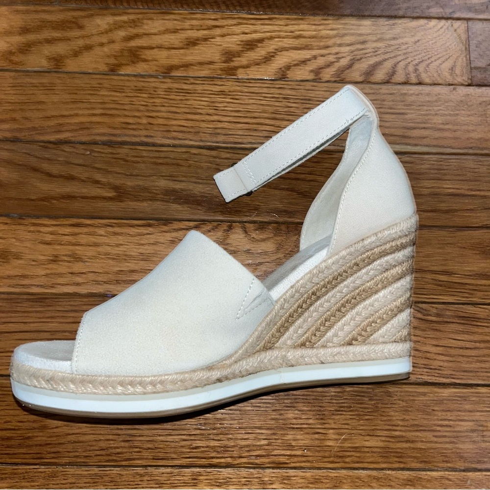 TOMS Marisol Espadrilles Wedge Sandals Natural Cream  & Tan Women’s Size 10 - Picture 3 of 10